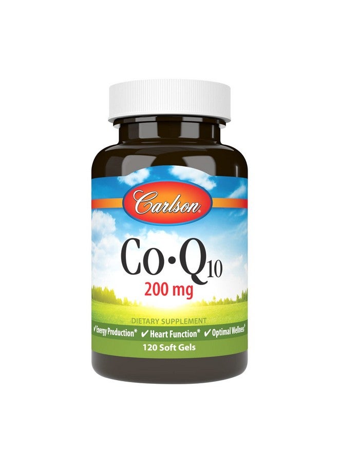 Carlson - Co-Q10, Co-Enzyme Q10, 200 mg, Energy Production & Heart Function, 120 Softgels - Image 1