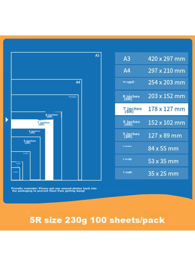 Deli Inch 230g High Gloss Photo Paper, Color Inkjet Printing Paper, High Gloss Photo Paper, 100 Sheets/box, Zx006 - Image 5