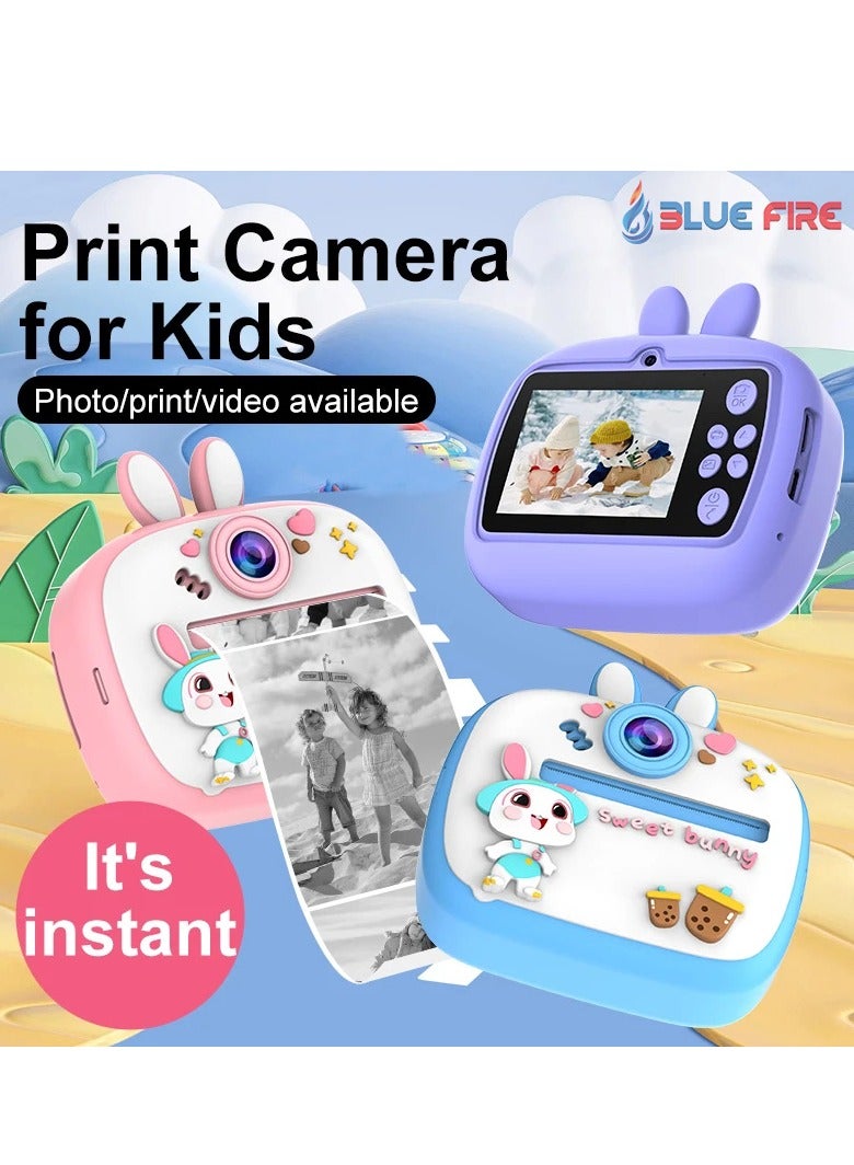BlueFire 1080P HD 2.4 Inch Screen Mini Photo Printer – Portable Zero Ink Instant Print Camera for Kids, 2400W Pixels, 1300mAh Battery (2000 Photos per Charge), Video Recording, Photo Sticker & Filter, Multi-Scene Modes - Image 2