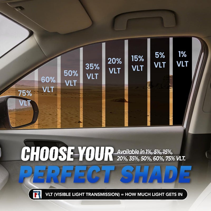 ROCKROSE 35% VLT Car Tint 24" by 25FT 2PLY Premium Carbon Professional Tint Car Window Tint Heat, UV, and IRR Block Tint for Cars Adhesive Film(24" x 25FT) - Image 5