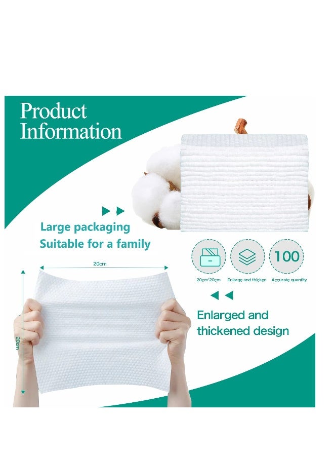 Generic 100% Cotton Disposable Face Towels, Ultra Soft Facial Tissues for Makeup Removal and Drying, 100 Count Pack, Ideal for Adults and Babies  - Image 4