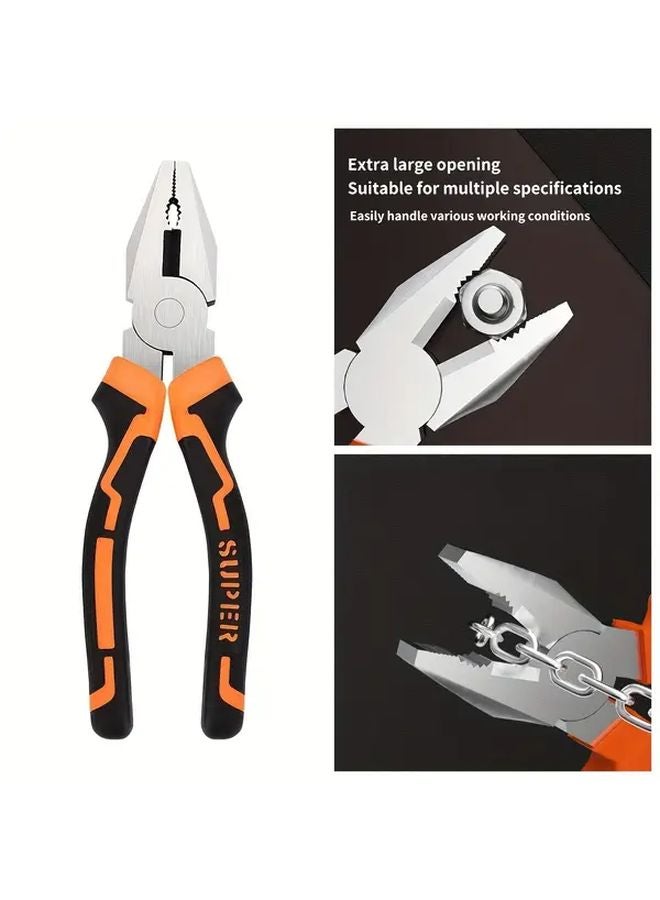 6 Inch Heavy Duty Needle Nose Pliers With Red Rubber Handles Flat Pliers 1pc - Image 2