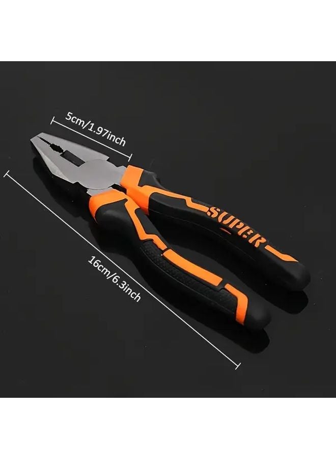 6 Inch Heavy Duty Needle Nose Pliers With Red Rubber Handles Flat Pliers 1pc - Image 3