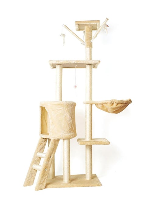 Upgrade Cat Tree, 135cm Multi-Level Cat Condo with Scratching Posts, Top Perch and Ladder for Kittens for Kitty Kitten