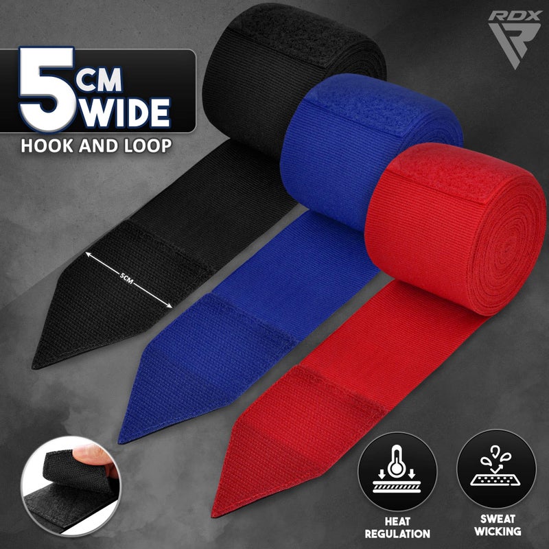 RDX Boxing Hand Wraps 4.5M / 180 Inches â€“ Mexican Style Semi-Elastic MMA Inner Gloves - Wrist Support for Muay Thai, Kickboxing, BJJ, Karate - Thumb Loop & Hook and Loop Closure - Cotton & Nylon Blend - Image 2