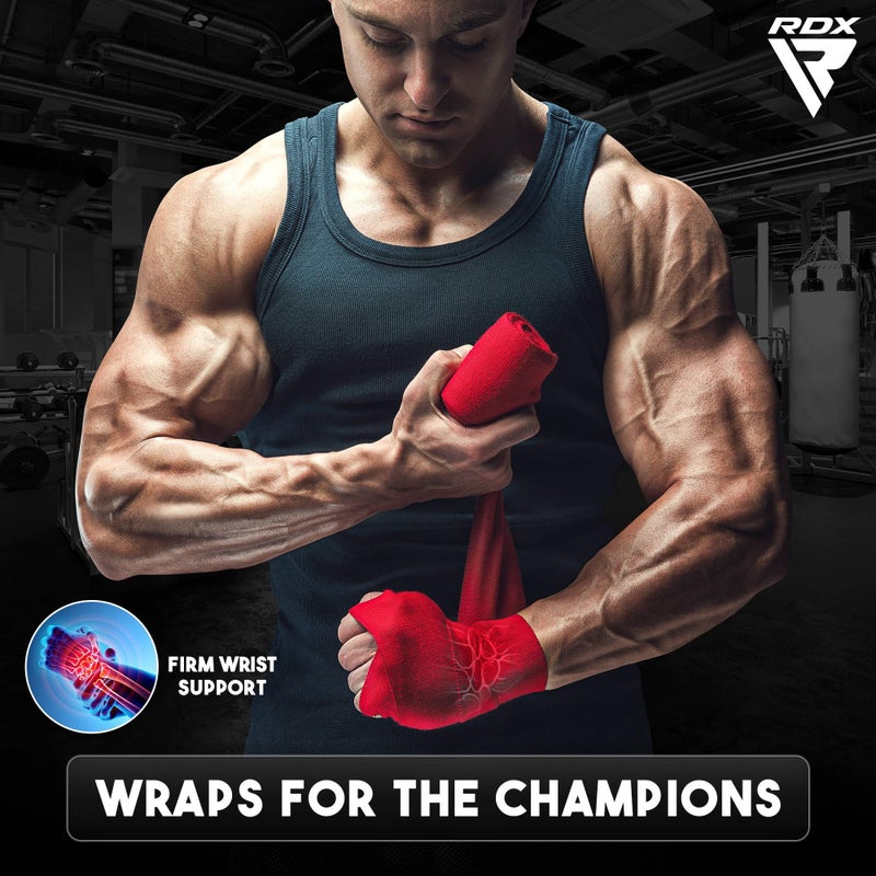 RDX Boxing Hand Wraps 4.5M / 180 Inches â€“ Mexican Style Semi-Elastic MMA Inner Gloves - Wrist Support for Muay Thai, Kickboxing, BJJ, Karate - Thumb Loop & Hook and Loop Closure - Cotton & Nylon Blend - Image 5