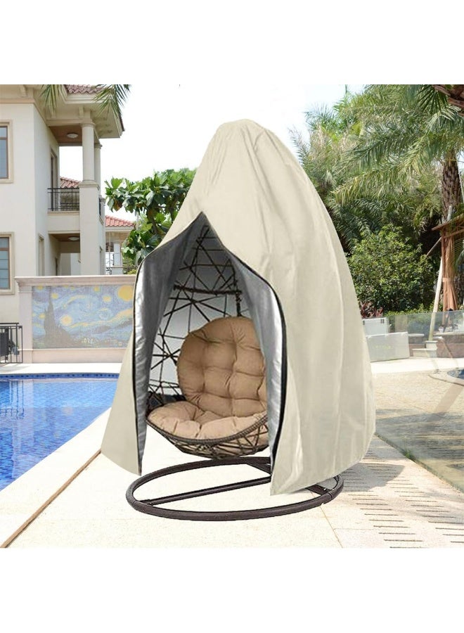 Patio Egg Chair Cover, Waterproof Swing Egg Chair Cover with Zipper, Wind-proof Patio Swing Chair Cover with Bottom Buckle, Outdoor Single Seat Egg Chair Covers, Beige - Image 5