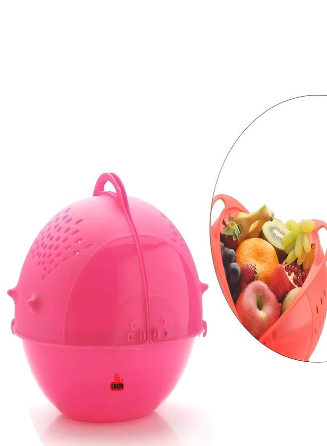 SNKM™ - Plastic Food Cover Washing Bowl Drain Basket | Rice,Dal, Pulses, Grains, Pasta, Noodles, Poha, Fruits, Vegetables Washer and Strain with Swinging Lid (28-cm, Multicolour, Pack of 1) - Image 4