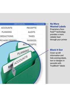 AVERY Trueblock File Folder Labels, 2/3" X 3-7/16", 1,500 Printable Labels, White, Permanent (5366)  - Image 3