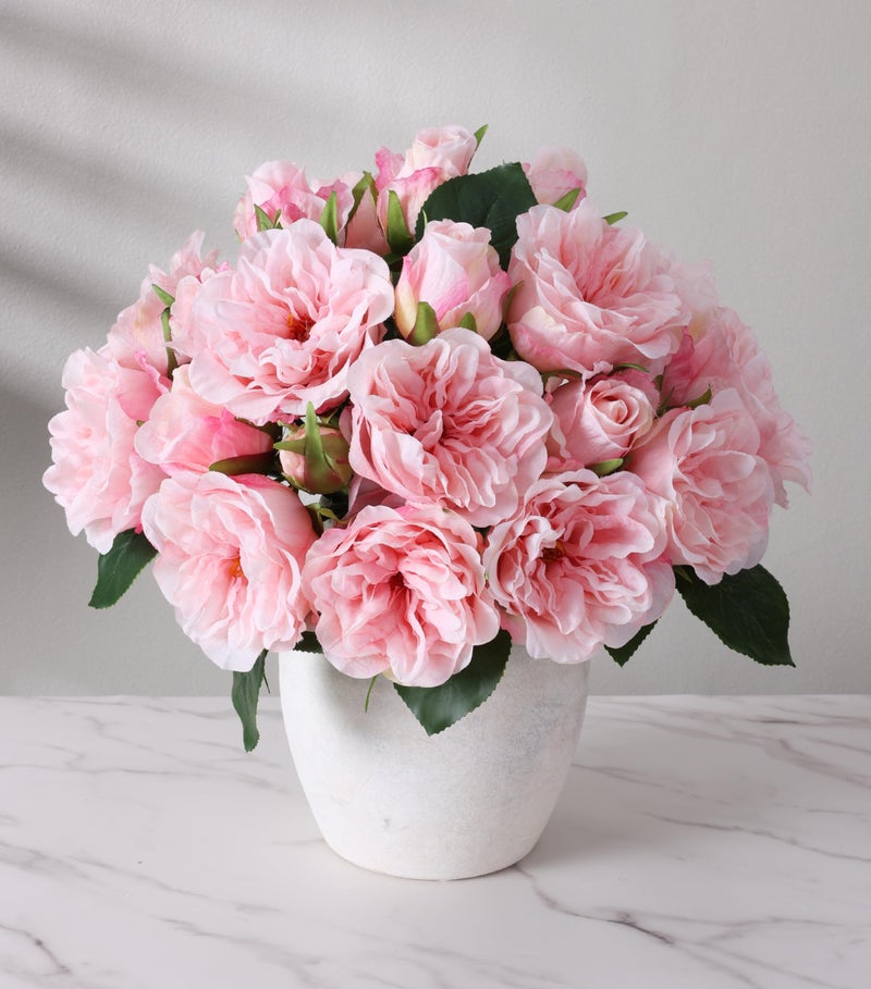 florisso Light Pink Rose Artificial Flowers - 13 Branches Faux Roses for Vase Decor, Wedding Centerpieces & Living Room Accents (Silk Artificial Roses) - Image 1