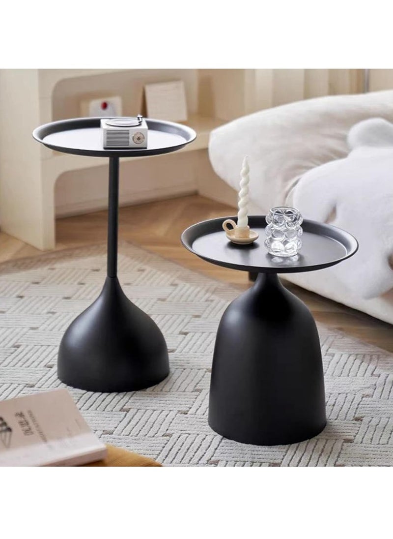 Leon Home Two-piece coffee table, Nordic sofa side table decoration small space living room bedroom terrace, retro metal side table, metal wrought iron outdoor round table weather-resistant and rust-proof outdoor  - Image 1