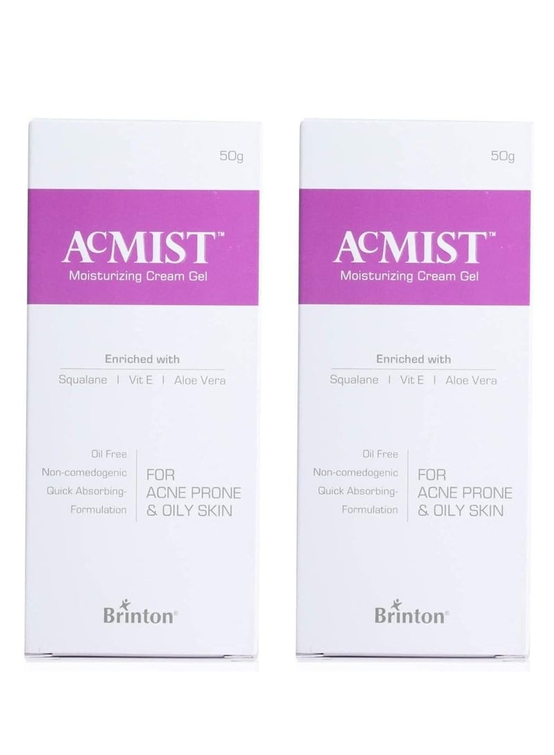 Brinton Brinton AcMist Moisturizing Cream Gel for Acne Prone and Oily Skin, Skin Cream, Moisture Cream, Moisturizing Cream, Dry Skin Cream, Skin Care Cream, 50 g x Pack of 2  - Image 1