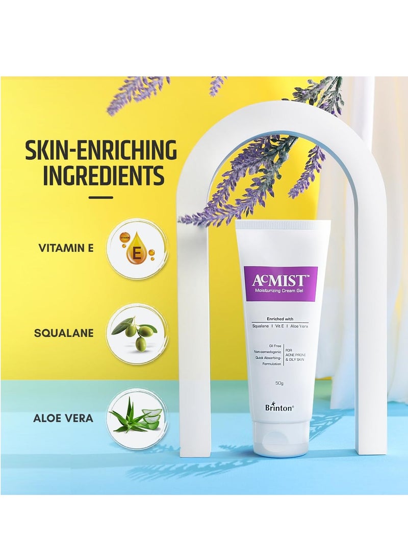 Brinton Brinton AcMist Moisturizing Cream Gel for Acne Prone and Oily Skin, Skin Cream, Moisture Cream, Moisturizing Cream, Dry Skin Cream, Skin Care Cream, 50 g x Pack of 2  - Image 4