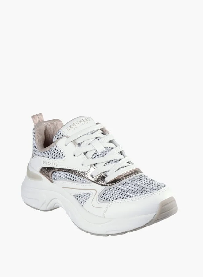 سكيتشرز Women's Textured Sports Shoes with Lace-Up Closure - HAZEL