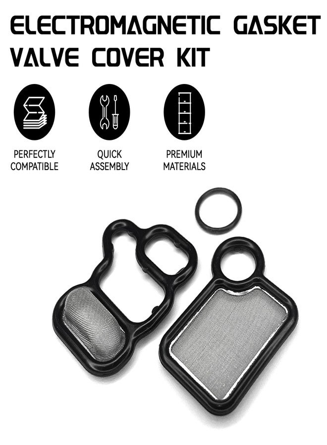 SWQS VVT VTEC Solenoid Gasket Valve Cover Set with Spool Valve Filter Screen for 2002-2015 Honda Civic Accord CR-V Element Fit Crosstour, Acura RSX TSX RDX, Replaces 15845-RAA-A01 91319-PAA-A01 - Image 4