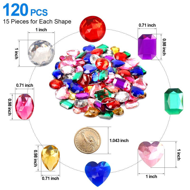 TeeLiy 1" Jewels for Crafting Assorted Colorful Flat Back Heart Shaped Jewel Gems Acrylic Rhinestones for Crafts, Manualidades Accesorios Decoraciones Costume Making Cosplay Jewels for Embelishments 120 Pack - Image 2