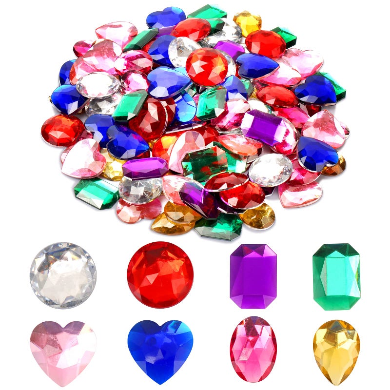 TeeLiy 1" Jewels for Crafting Assorted Colorful Flat Back Heart Shaped Jewel Gems Acrylic Rhinestones for Crafts, Manualidades Accesorios Decoraciones Costume Making Cosplay Jewels for Embelishments 120 Pack - Image 1