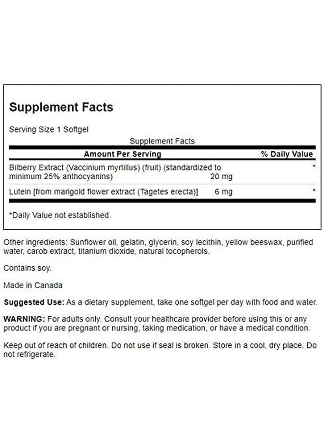 SWANSON Standardized Lutein & Bilberry Natural Supplement Promoting Eye Sight & Eye Health Formula To Help Reduce Eye Fatigue & Strain (120 Softgels) - Image 3