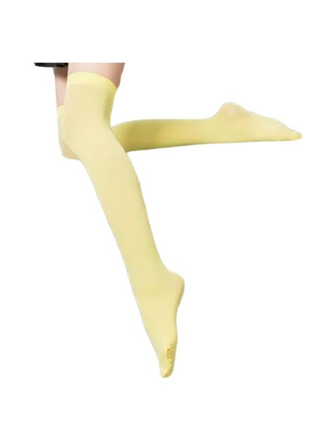 Solid Color Stretchy Over-the-Knee Polyester Stockings Hand Washable - Image 2