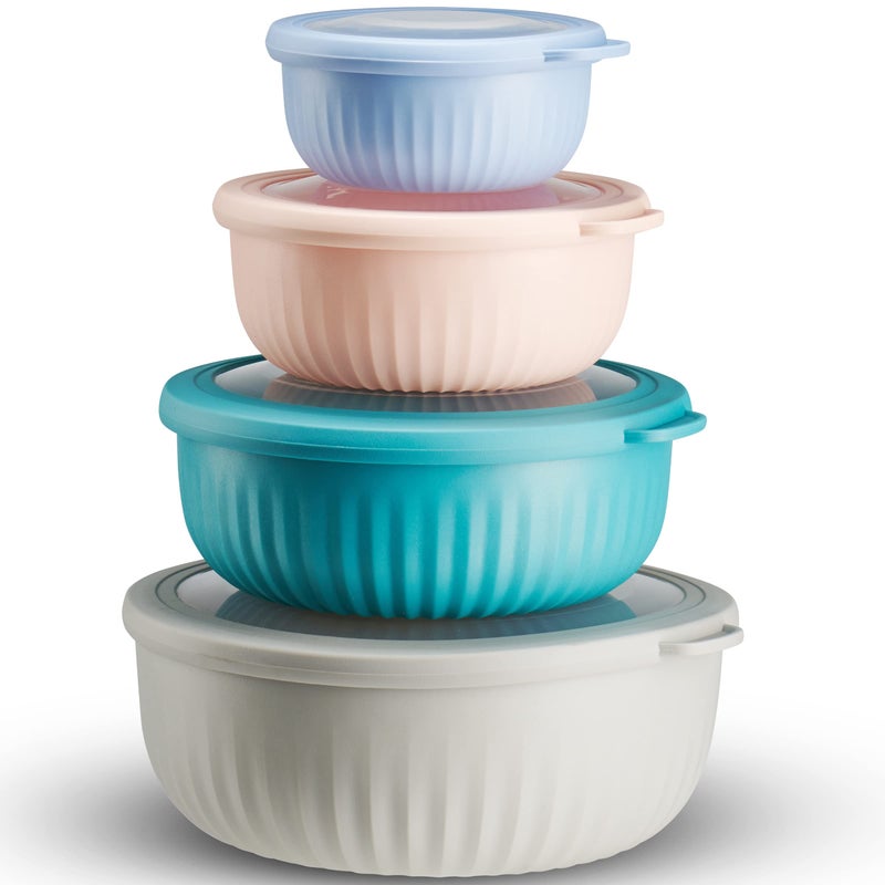 Table Concept Food Storage Containers Plastic Bowls with Lids Set Mixing Bowls Food Prep Containers Meal Prep Container 8 Piece Set