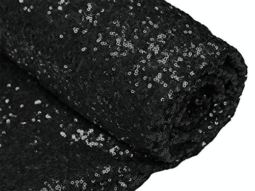 ShiDianYi 12 Feet 4 Yards Black Sequin Fabric, by The Yard, Sequin Fabric, Tablecloth, Linen, Sequin Tablecloth, Table Runner - Image 1