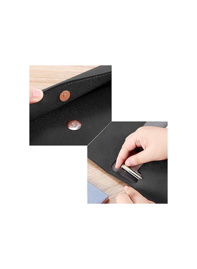 PU Leather A4 File Folder Document Holder Waterproof Portfolio Envelope Folder Case with Snap Closure Black - Image 3