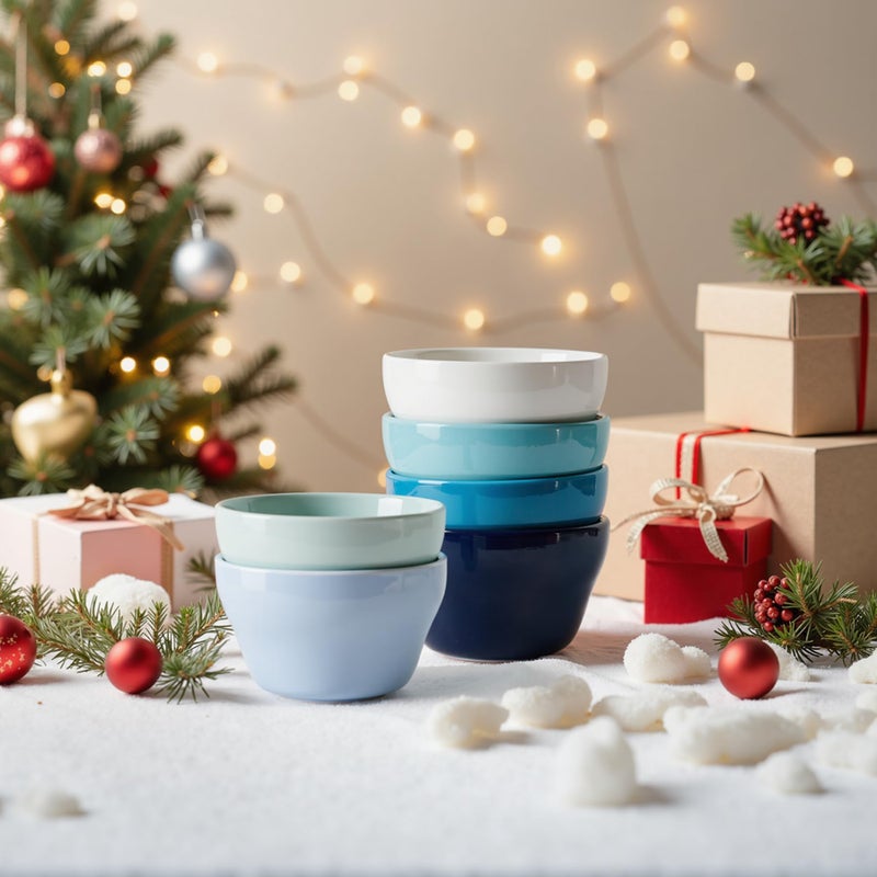 Sweese Porcelain Bouillon Cups - 8 Ounce Dessert Bowls - Set of 6  Multicolor  Hot Assorted Colors - Image 5