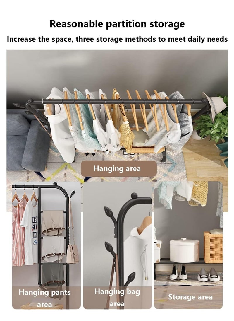 Durable Clothes Rail Clothes Rack with Clothes Rail and Storage Compartment Freestanding Hanger