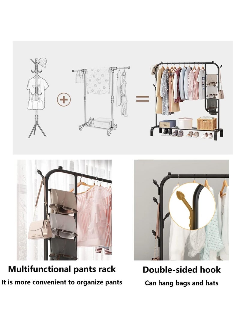 Durable Clothes Rail Clothes Rack with Clothes Rail and Storage Compartment Freestanding Hanger