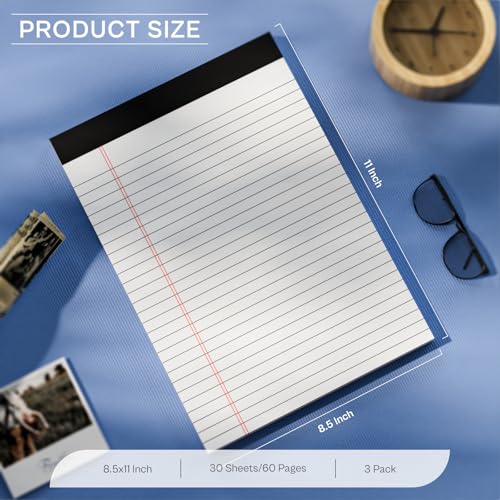 PINJINGPRO Legal Pads 8.5 x 11 Writing Pads, 3 Pack Note Pads 8.5 x 11 Wide Ruled Pads of Paper, Micro Perforated Notepad 8.5'' x 11'' Lined Paper Pads, Thickness Paper with Strong Cardboard, 30 Sheets per Pad - Image 2