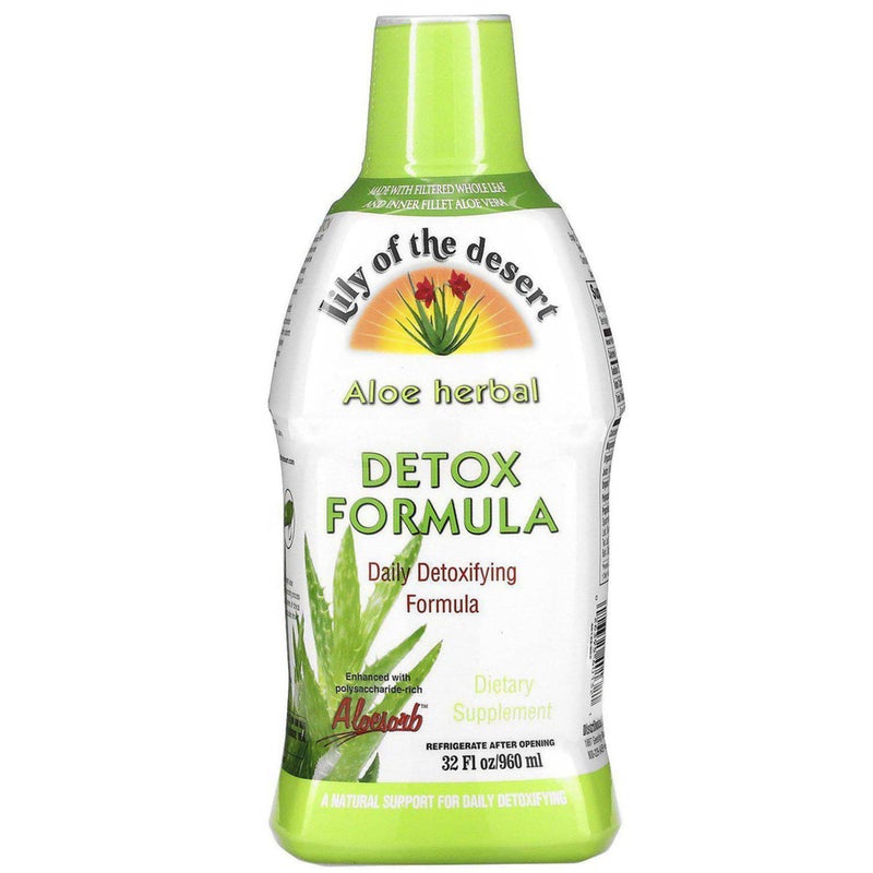 Lily Of the Desert Lily Of The Desert Aloe Vera Herbal Detox Formula Aloe Vera Juice with Milk Thistle Slippery Elm Burdock Root Dandelion Root and Echinacea for Gut Health Liver Support and Wellness 32 Oz 