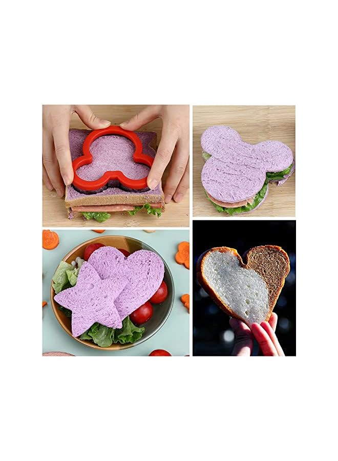 S-TOP Sandwiches Cutter Set, 8Pcs Mickey Mouse & Dinosaur & Heart & Star Shapes Sandwiches Cutter Cookie Cutter, Stainless Steel Food Grade Cookie Cutter Mold for Kids (Big+Medium） - Image 5