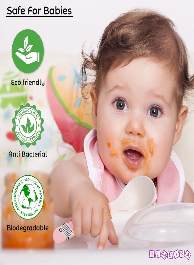 بيمبيكا طقم عشاء أساسي للأطفال من ألياف الخيزران من بيمبيكا بيبي، مناسب للأطفال الصغار والرضع - عبوة من 5 قطع (وردي) - Image 5