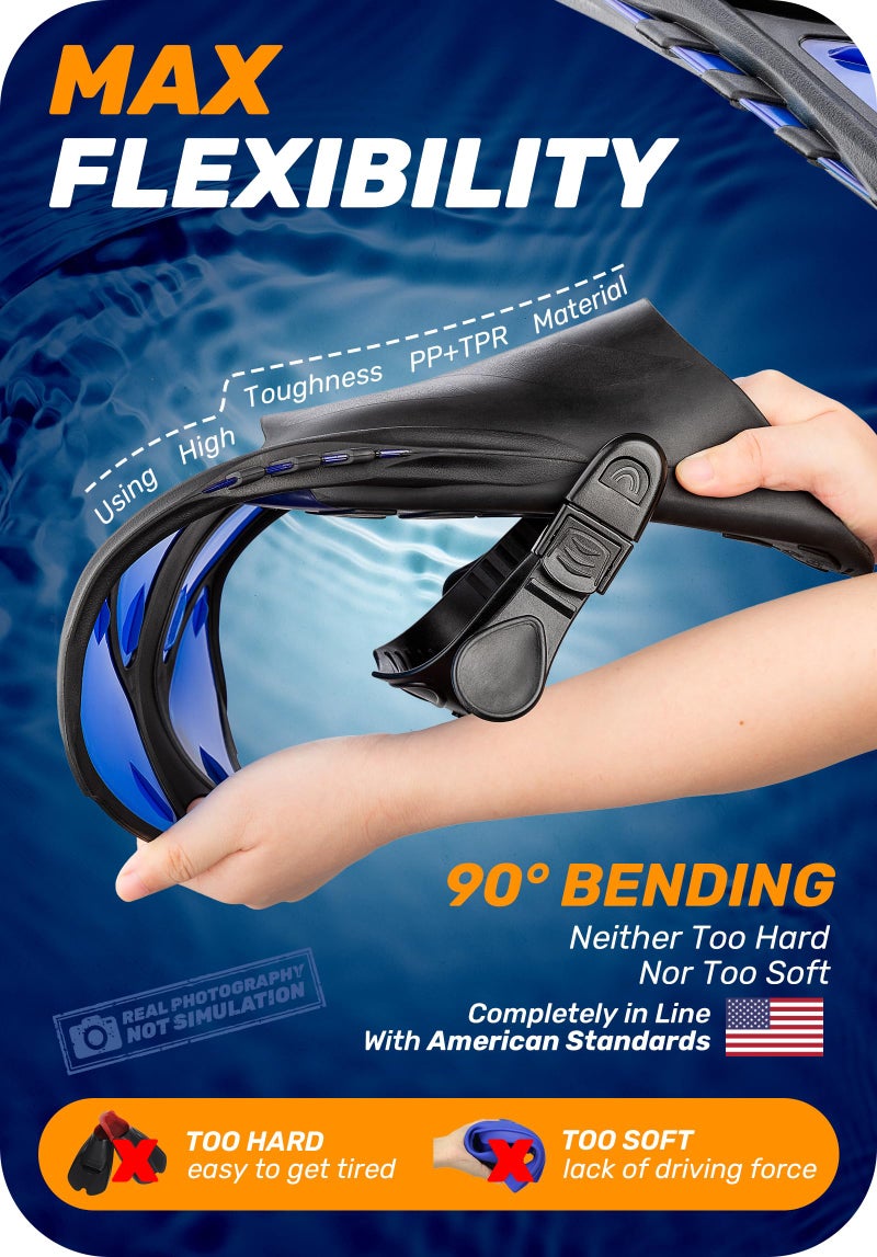 CAPAS Snorkel Fins, Swim Fins Travel Size Short Adjustable for Snorkeling Diving Adult Men Women Kids Open Heel Swimming Flippers - Image 3