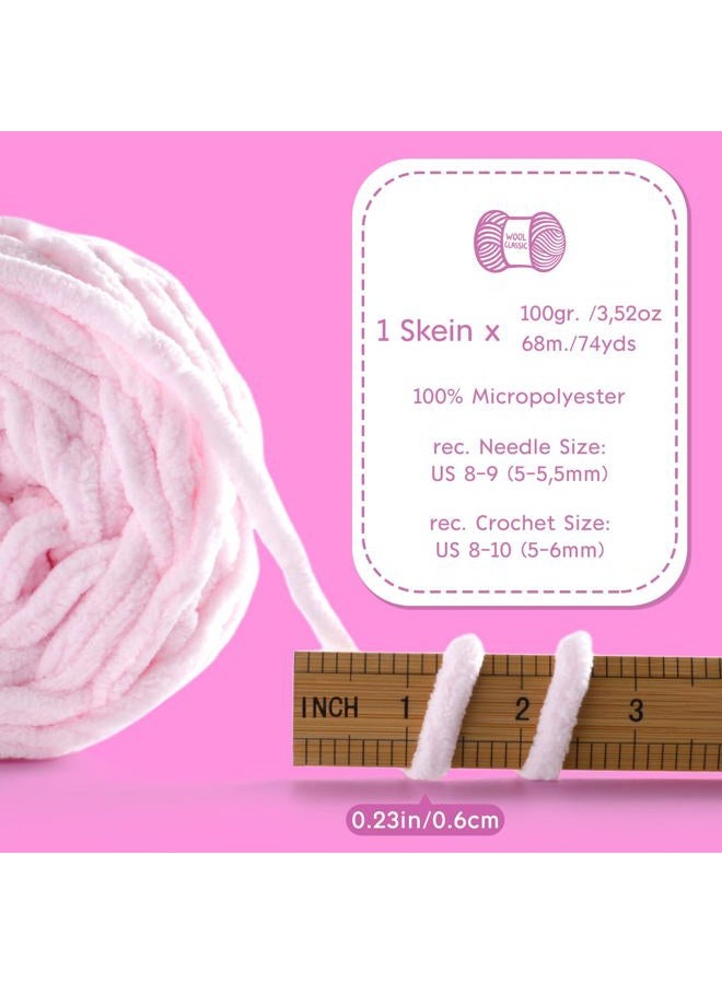 NDICANG Chunky Chenille Yarn for Crocheting, Fluffy Baby Blanket Yarn for Crochet Sweater Shawl Scarf Gloves, Super Soft Amigurumi Plush Yarn 74yards/3.5 Oz (Milk White) - Image 2