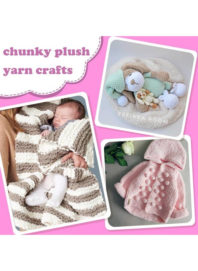 NDICANG Chunky Chenille Yarn for Crocheting, Fluffy Baby Blanket Yarn for Crochet Sweater Shawl Scarf Gloves, Super Soft Amigurumi Plush Yarn 74yards/3.5 Oz (Milk White) - Image 5