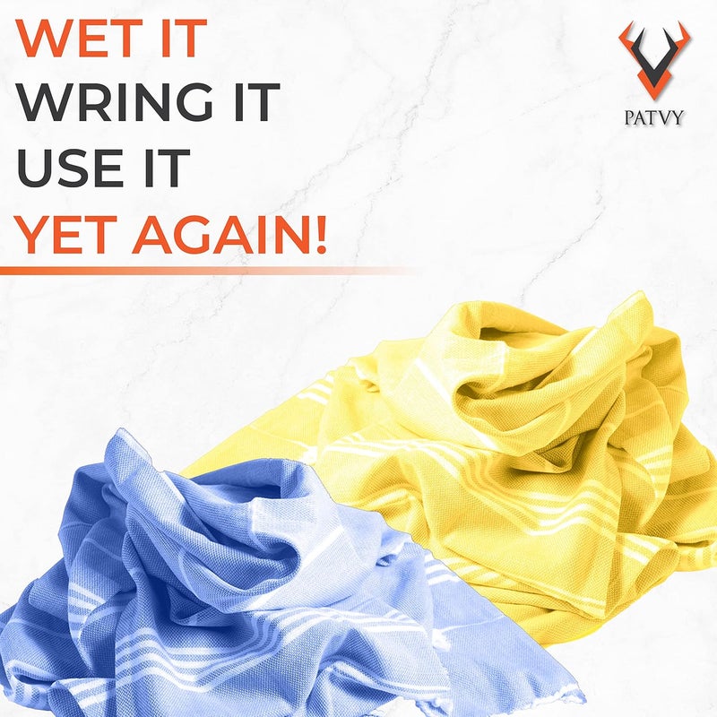 PATVY Bath Towels| Light Weight Turkish Style Bath Towels for Men Large Size Cotton|75 x 150cm Quick Absorption &Faster Drying Bath Towel for Women| 100% Cotton (Pack of 2, Yellow & Royal Blue) - Image 3