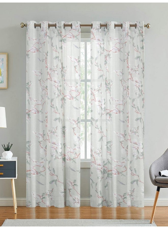 LINENWALAS Linenwalas Cotton Linen Semi Sheer Curtain Set With Eyelet Ring Draperies For Living Room/Bedroom Vintage Floral Door Treatment - (Vintage Floral - 4.5X 7 Ft)( Vintage) - Image 1