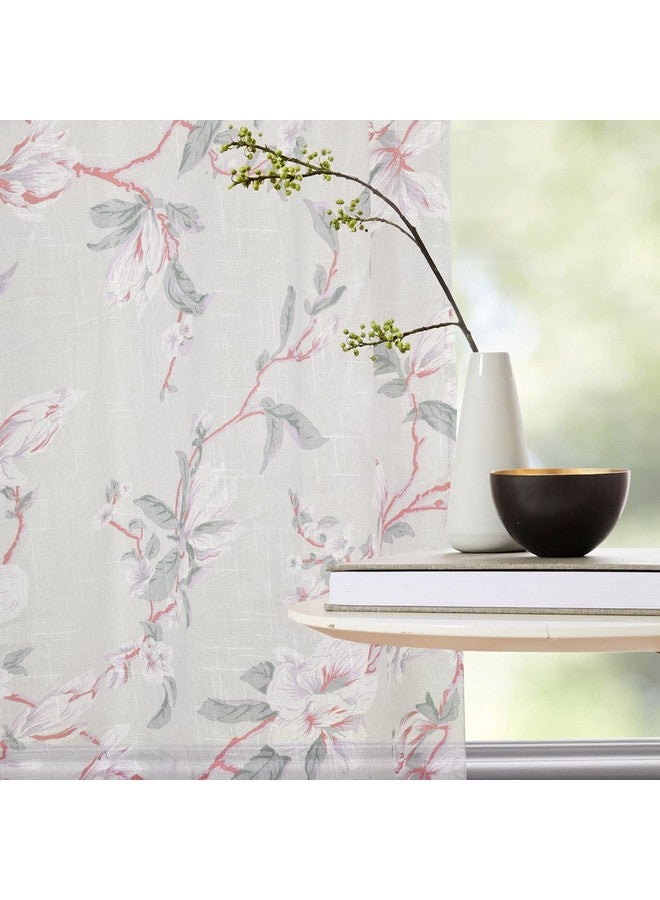 LINENWALAS Linenwalas Cotton Linen Semi Sheer Curtain Set With Eyelet Ring Draperies For Living Room/Bedroom Vintage Floral Door Treatment - (Vintage Floral - 4.5X 7 Ft)( Vintage) - Image 2