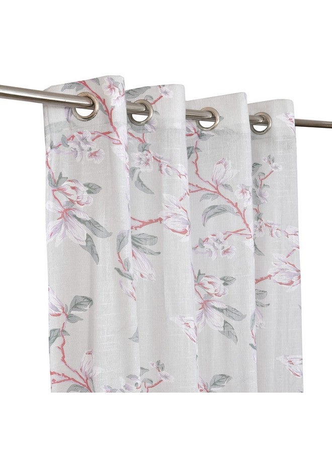 LINENWALAS Linenwalas Cotton Linen Semi Sheer Curtain Set With Eyelet Ring Draperies For Living Room/Bedroom Vintage Floral Door Treatment - (Vintage Floral - 4.5X 7 Ft)( Vintage) - Image 3