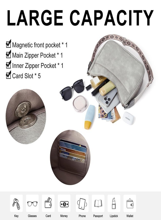 CLUCI Crossbody Bags for Women, Vegan Leather Shoulder Handbags 2024，Purses for Women with Adjustable Wide Strap, 10-new Grey, Contemporary - Image 5