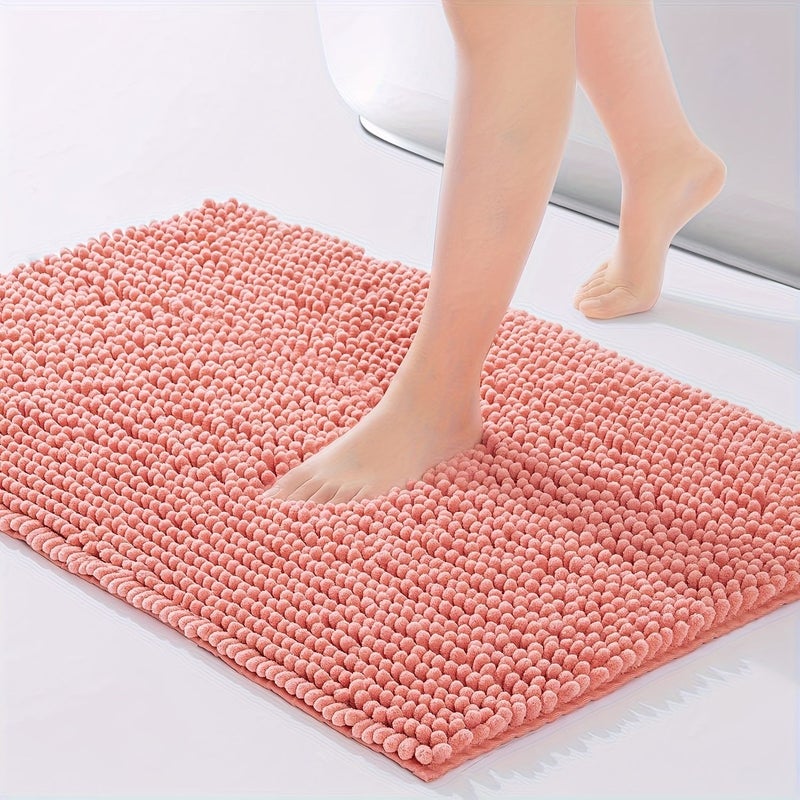 Chenille Bathroom Mats 17.72x29.53 Inch Non Slip Washable Soft Absorbent Shower Rug - Image 1
