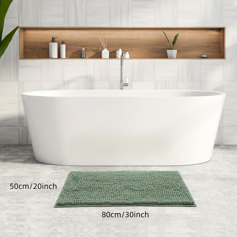 Chenille Bathroom Mats 17.72x29.53 Inch Non Slip Washable Soft Absorbent Shower Rug - Image 3