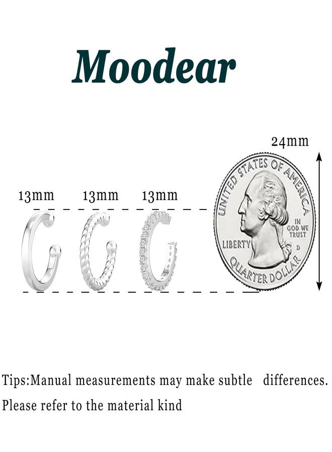 Moodear Dainty Thin 3 Ear Cuffs Non Piercing - Hypoallergenic 925 Sterling Silver Cartilage Cuff Earring Trendy Cute Huggie Hoop Earring for Women Unique Jewelry Gifts - Image 5