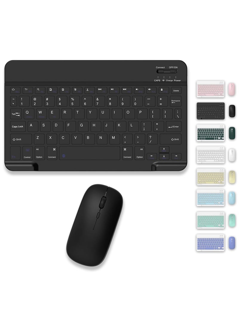 ELTRAZONE Set of Rechargeable Bluetooth Keyboard and Mouse - Portable Wireless Mouse/Keyboard Set - Android/iOS/Windows - Smart Phone/Tablet/PC - iPhone iPad Pro Air Mini, iPad OS/iOS (BLACK) - Image 1