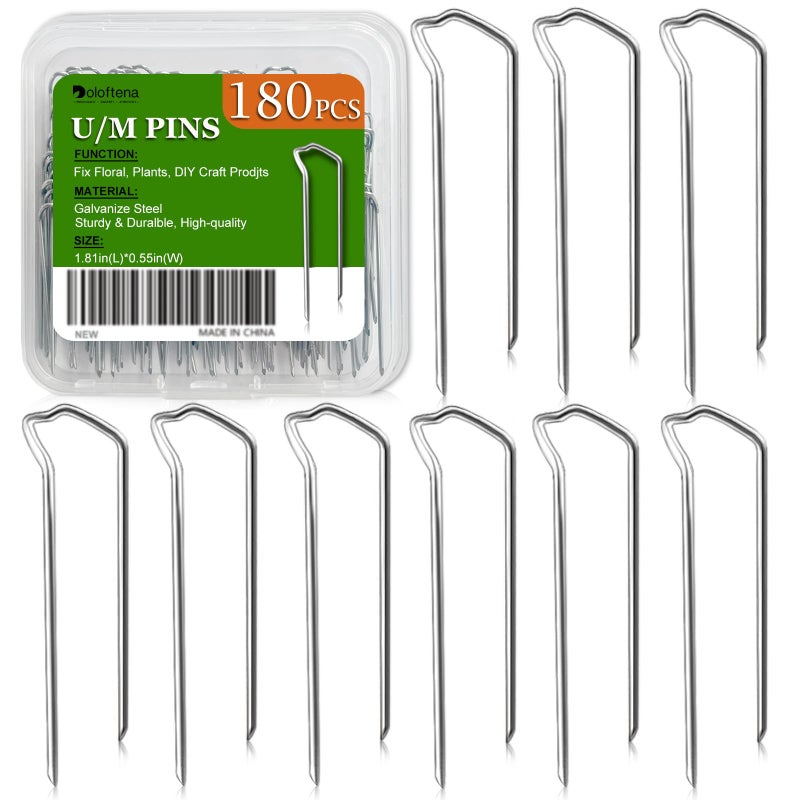 Doloftena 180PCS Floral Picks, 1.81Inch U/M Shape Floral Pins, Premium Metal Sharp Flower Plant Pins for Straw Wreath Making Floral Arrangement Supplies DIY Craft Projects Bouquet Plants - Image 1