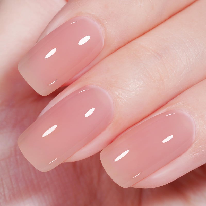AILLSA Nude Pink Gel Nail Polish Misty Rose Jelly Gel Polish Neutral Sheer Translucent Gel Polish Long Lasting Light Pink Color Soak Off U V Gel for French Manicure Nail Art at Home 0.51 Oz - Image 1