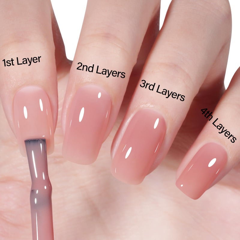 AILLSA Nude Pink Gel Nail Polish Misty Rose Jelly Gel Polish Neutral Sheer Translucent Gel Polish Long Lasting Light Pink Color Soak Off U V Gel for French Manicure Nail Art at Home 0.51 Oz - Image 5