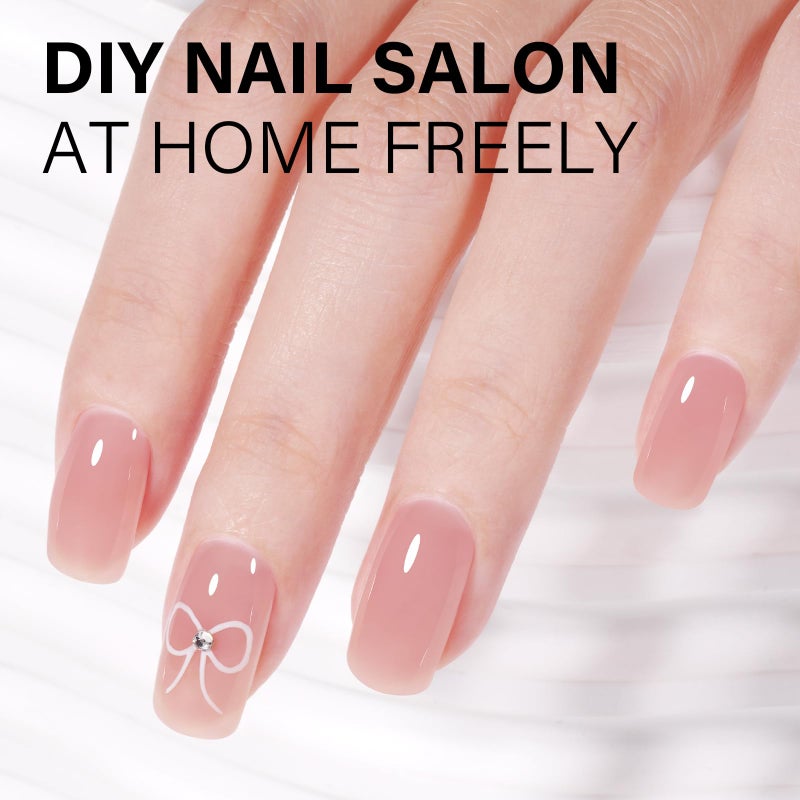 AILLSA Nude Pink Gel Nail Polish Misty Rose Jelly Gel Polish Neutral Sheer Translucent Gel Polish Long Lasting Light Pink Color Soak Off U V Gel for French Manicure Nail Art at Home 0.51 Oz - Image 3