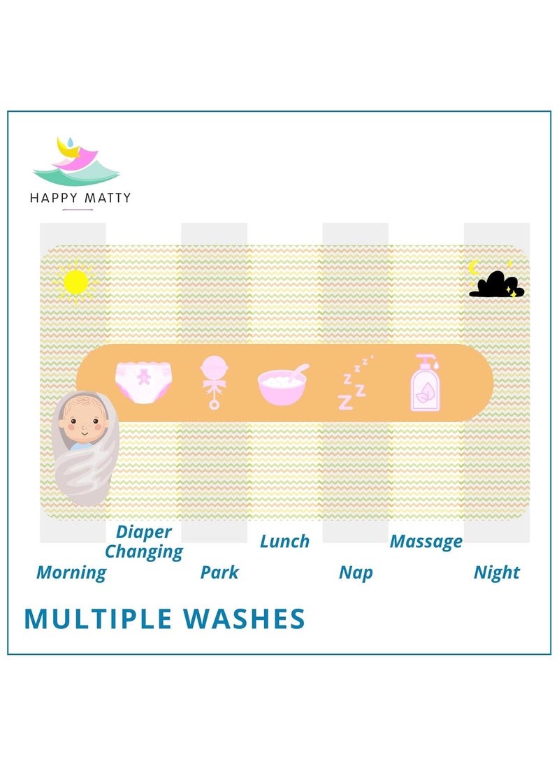 Happy Matty - Happy Matty Babys Extra Absorbent Quick Dry Sheet Playmat Waterproof Reusable Washable Colourful Soft Comfortable Best for Gifting Lint Free Fabrics Mattress Crib Protector Large Zigzag Large - Image 1
